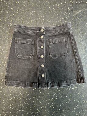 Madewell Black Button-Front Denim Mini Skirt